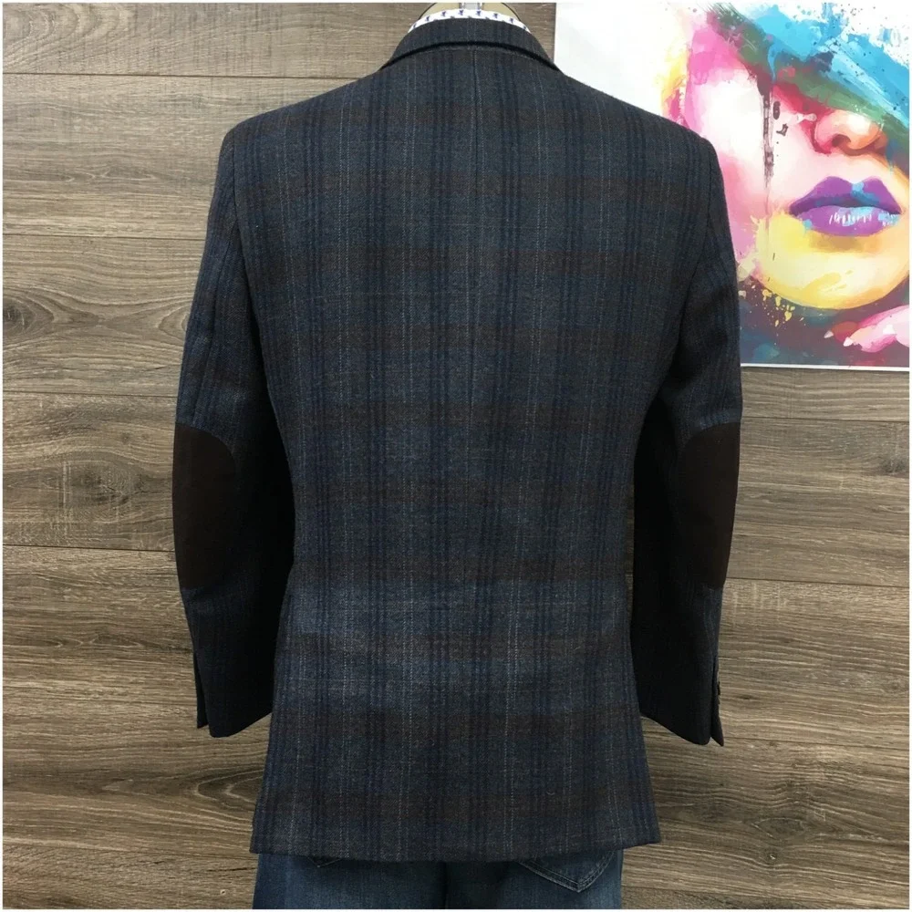 SAKS Mens Tweed Blazer Sport Coat Casual Jacket Size 40R Essential‎ Wool Suit
